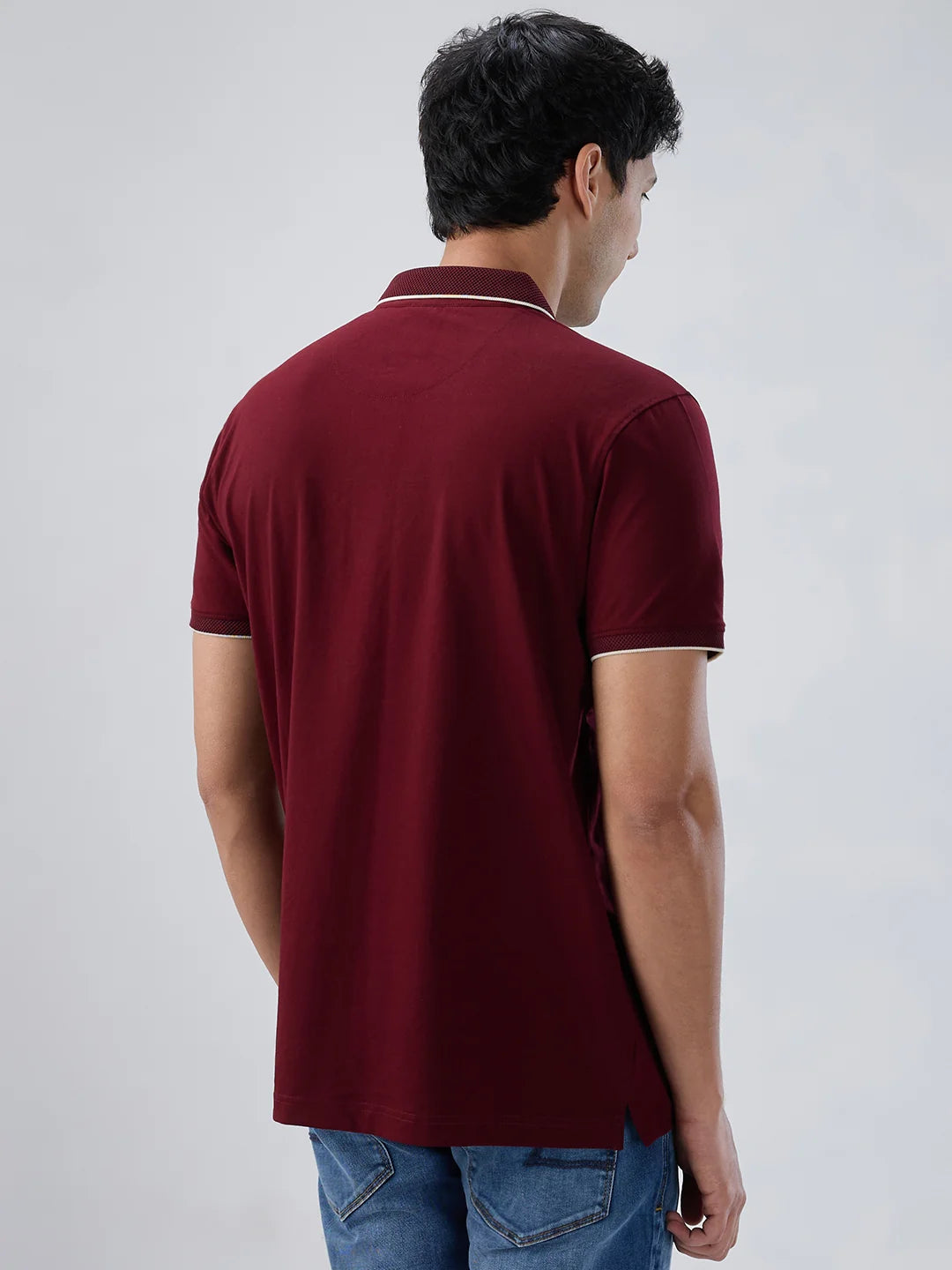 Men T-Shirt Solid Red Regular Fit