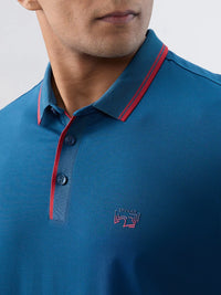 Men T-Shirt Solid Blue Regular Fit