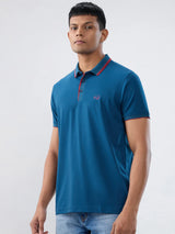 Men T-Shirt Solid Blue Regular Fit