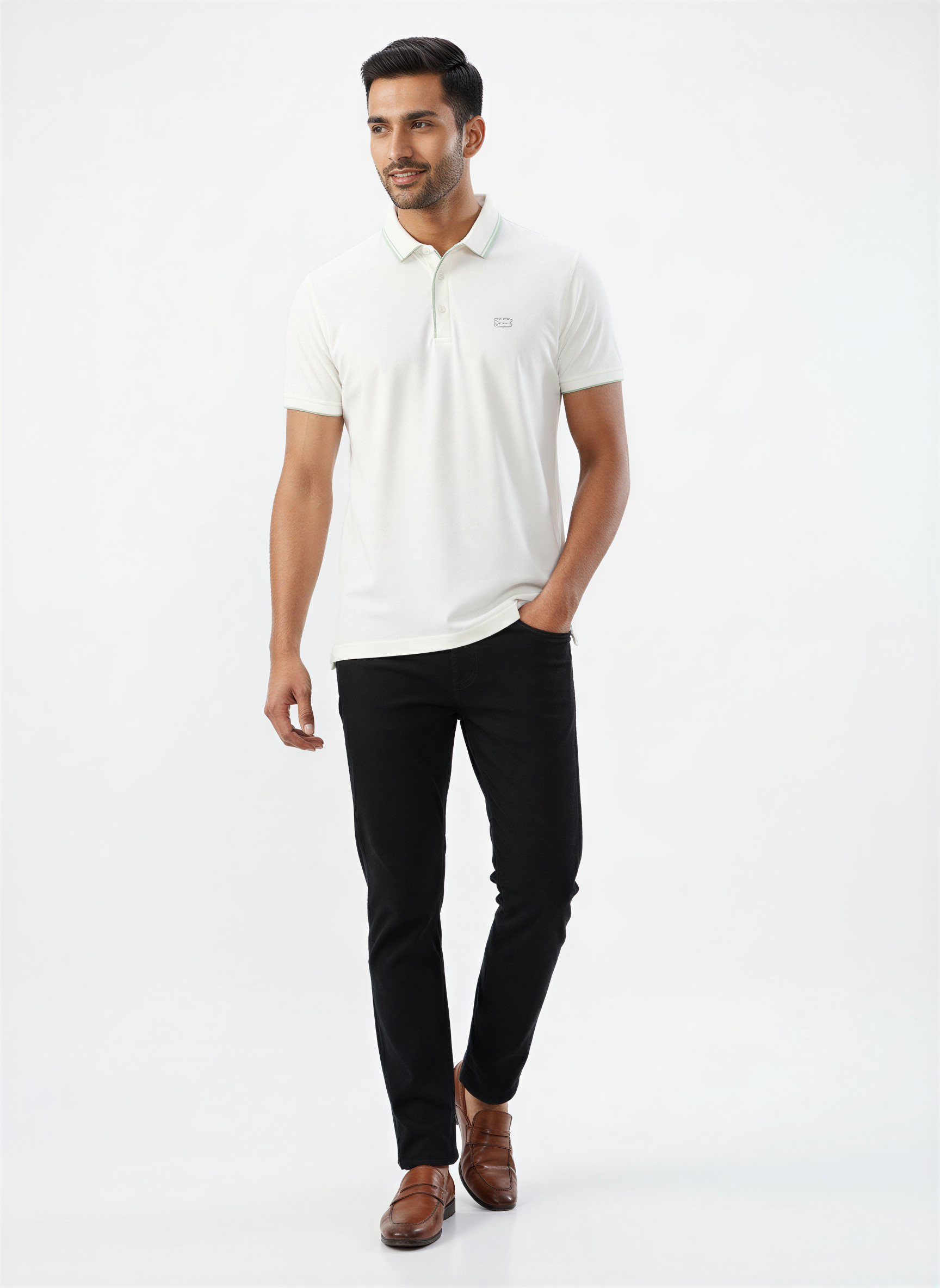 Men T-Shirt Solid White Regular Fit