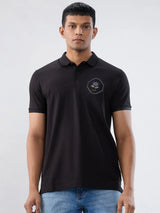Men T-Shirt Solid Black Regular Fit