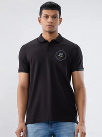 Men T-Shirt Solid Black Regular Fit