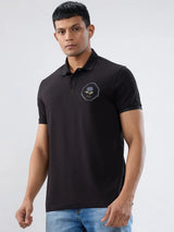 Men T-Shirt Solid Black Regular Fit