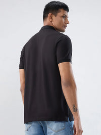 Men T-Shirt Solid Black Regular Fit