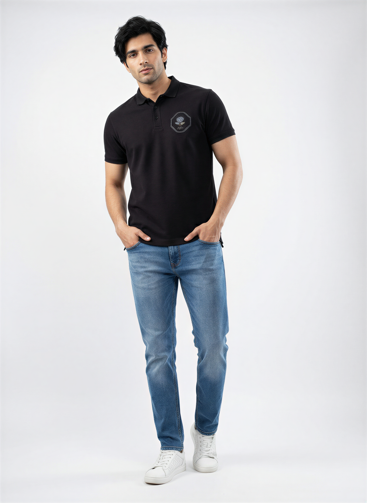 Men T-Shirt Solid Black Regular Fit