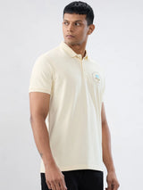 Men T-Shirt Solid Off White Regular Fit