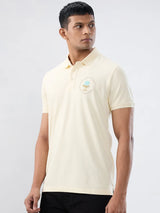Men T-Shirt Solid Off White Regular Fit
