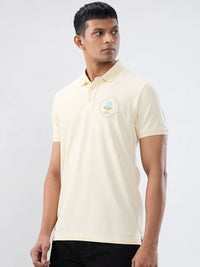 Men T-Shirt Solid Off White Regular Fit