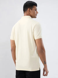 Men T-Shirt Solid Off White Regular Fit