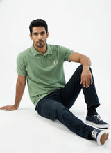 Men T-Shirt Solid Green Regular Fit