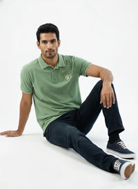 Men T-Shirt Solid Green Regular Fit
