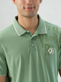 Men T-Shirt Solid Green Regular Fit