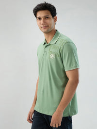 Men T-Shirt Solid Green Regular Fit