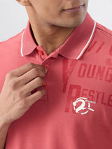 Men T-Shirt Solid Red Regular Fit