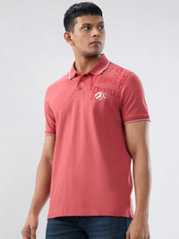 Men T-Shirt Solid Red Regular Fit