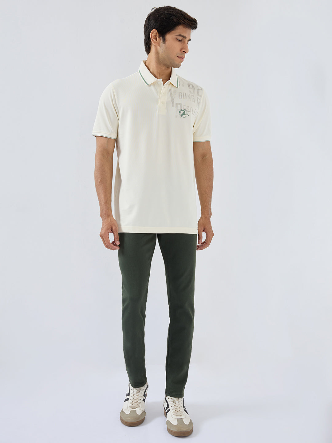Men T-Shirt Solid White Regular Fit