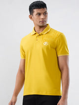 Men T-Shirt Solid Yellow Regular Fit