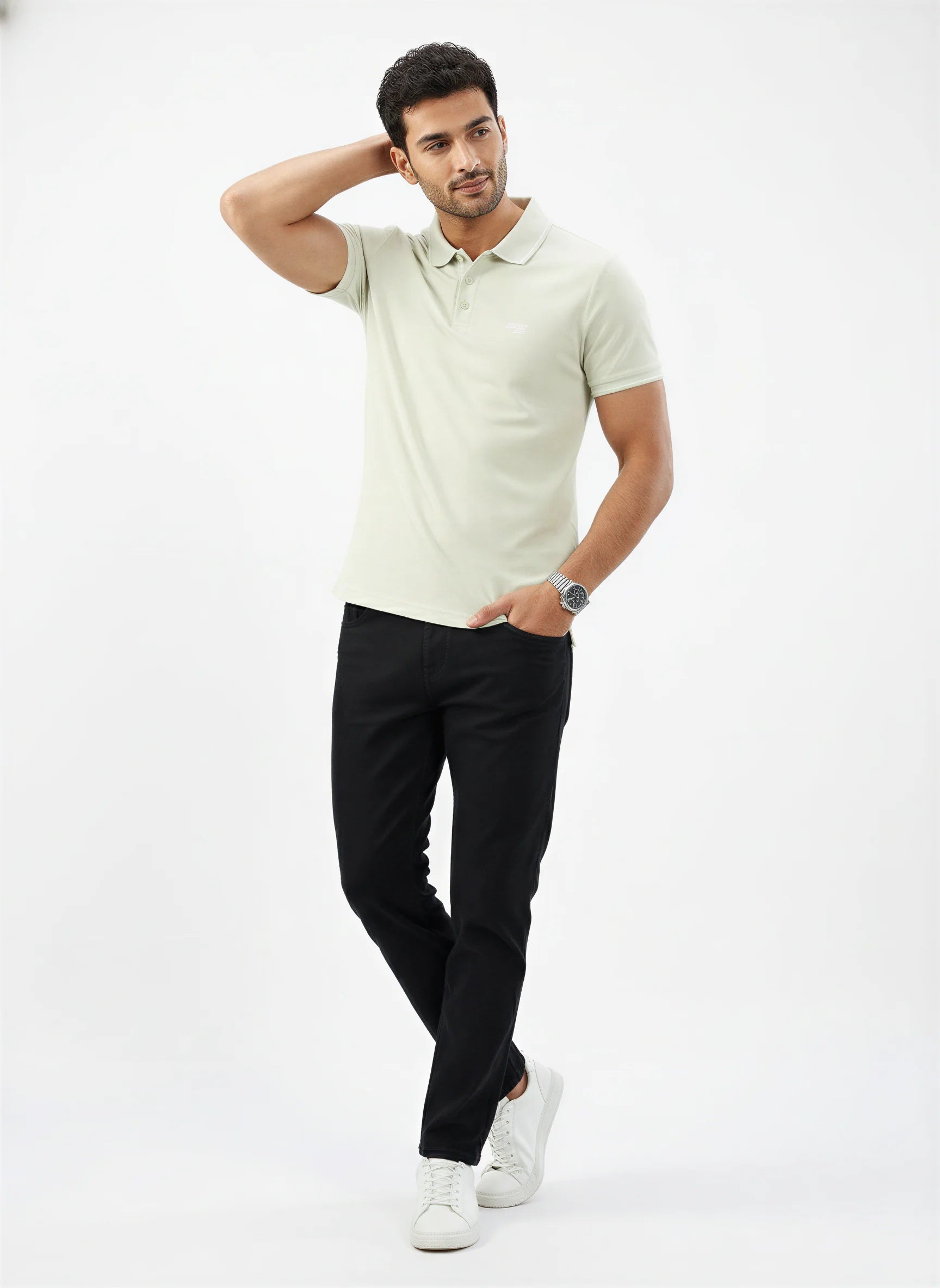 Men T-Shirt Solid Green Regular Fit