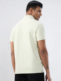Men T-Shirt Solid Green Regular Fit