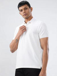 Men T-Shirt Solid White Regular Fit