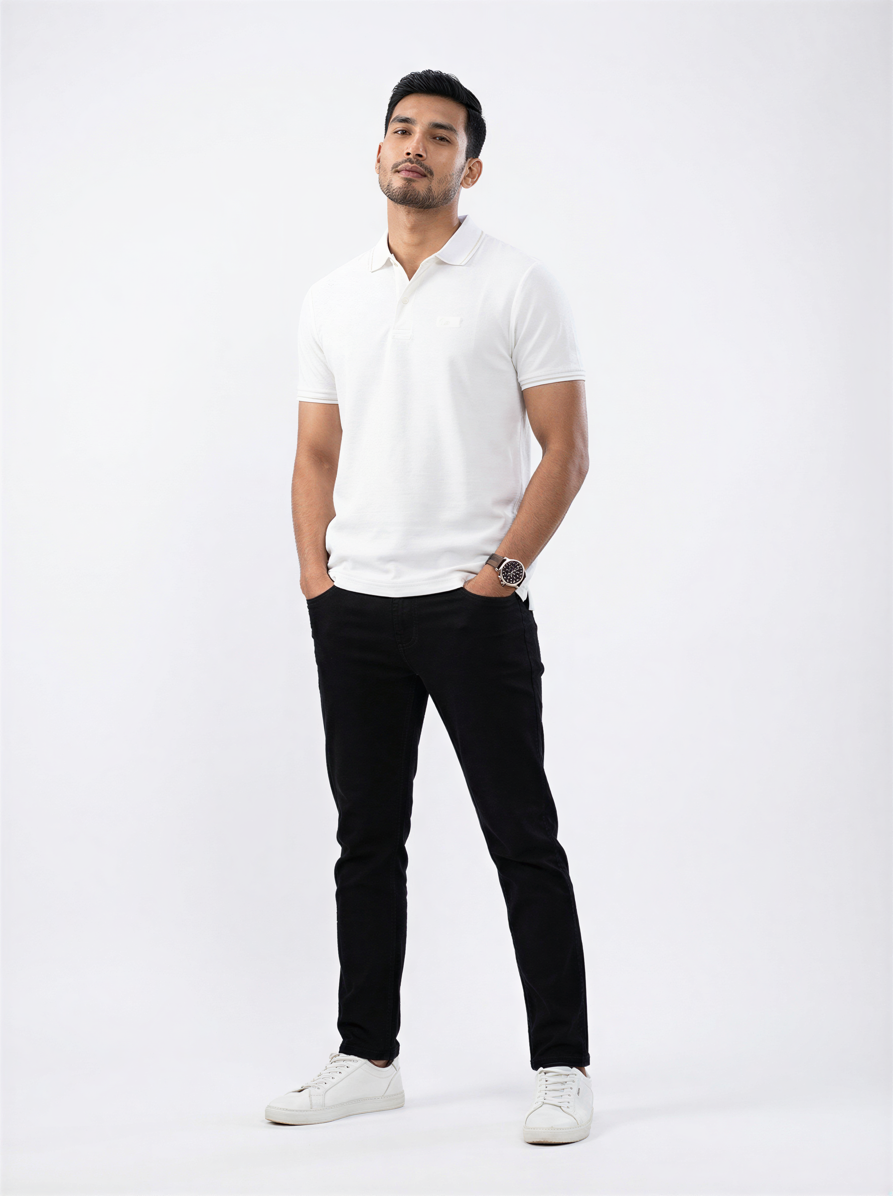 Men T-Shirt Solid White Regular Fit