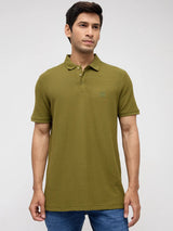 Men T-Shirt Solid Green Regular Fit