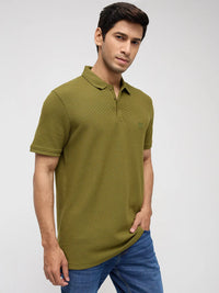 Men T-Shirt Solid Green Regular Fit