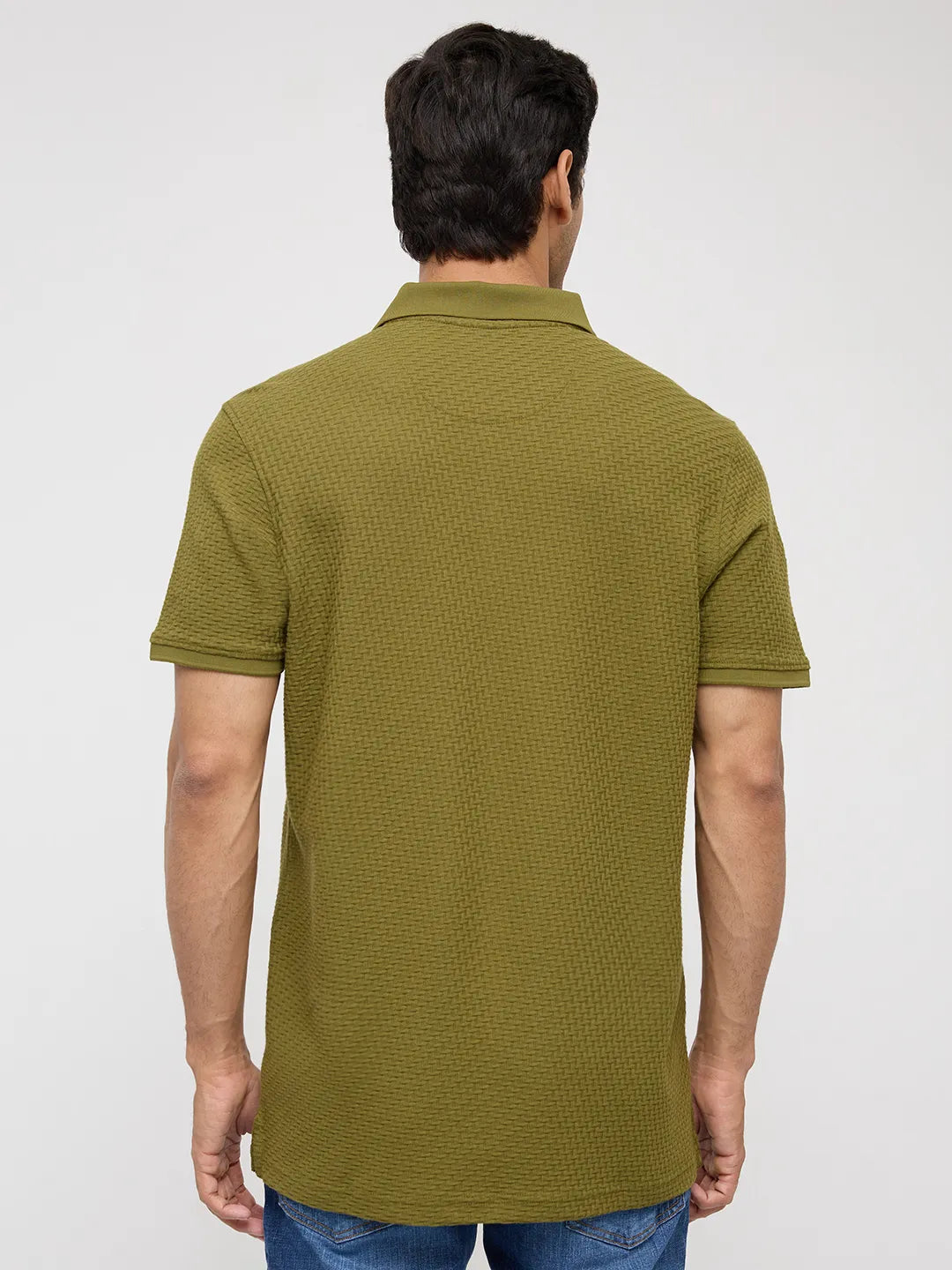 Men T-Shirt Solid Green Regular Fit