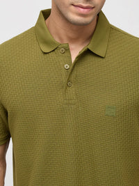Men T-Shirt Solid Green Regular Fit