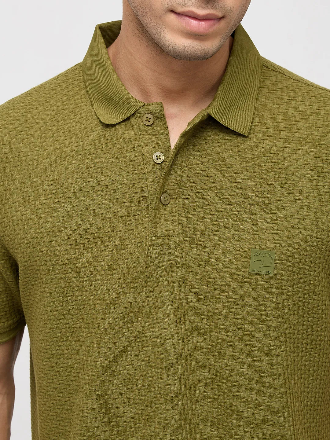 Men T-Shirt Solid Green Regular Fit