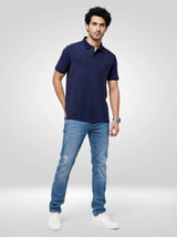 Men T-Shirt Navy Blue Regular Fit