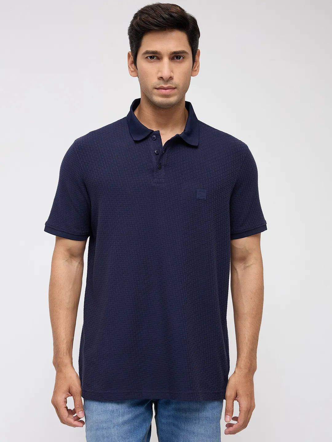 Men T-Shirt Navy Blue Regular Fit