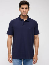 Men T-Shirt Navy Blue Regular Fit