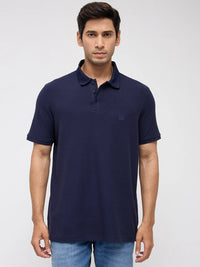Men T-Shirt Navy Blue Regular Fit