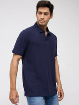 Men T-Shirt Navy Blue Regular Fit