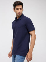 Men T-Shirt Navy Blue Regular Fit