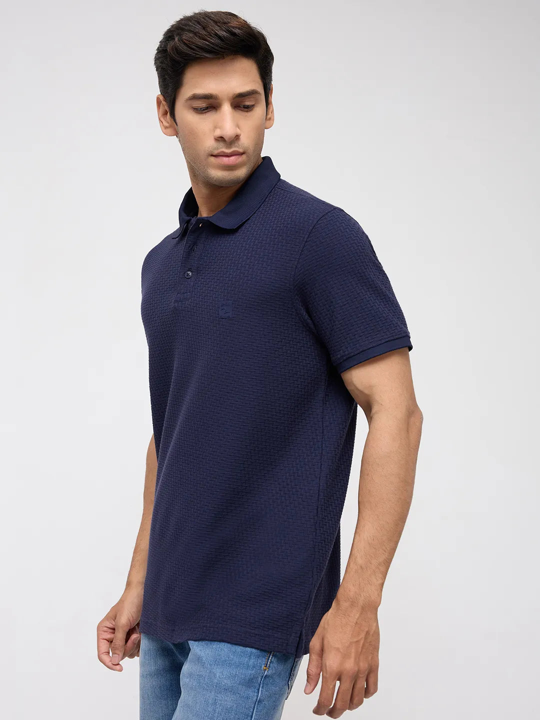 Men T-Shirt Navy Blue Regular Fit
