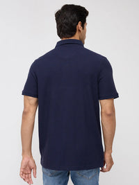 Men T-Shirt Navy Blue Regular Fit