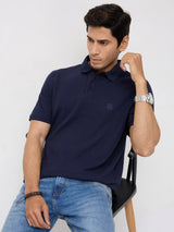 Men T-Shirt Navy Blue Regular Fit
