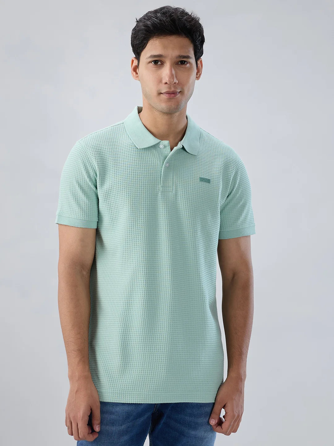 Men T-Shirt Solid Green Regular Fit