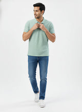 Men T-Shirt Solid Green Regular Fit