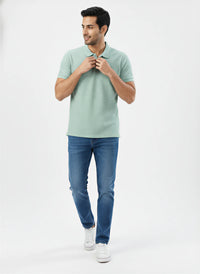 Men T-Shirt Solid Green Regular Fit