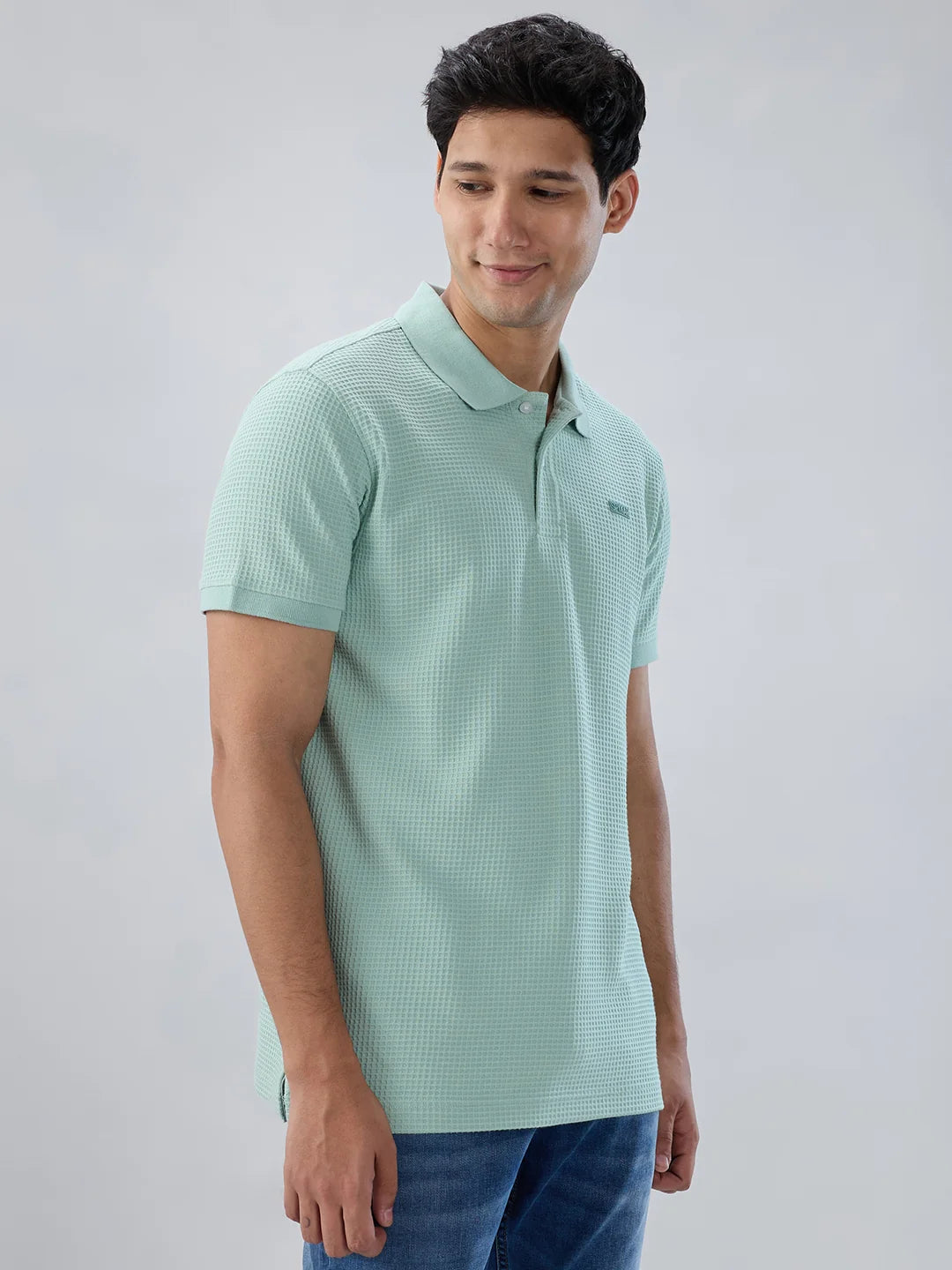 Men T-Shirt Solid Green Regular Fit