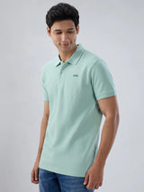 Men T-Shirt Solid Green Regular Fit