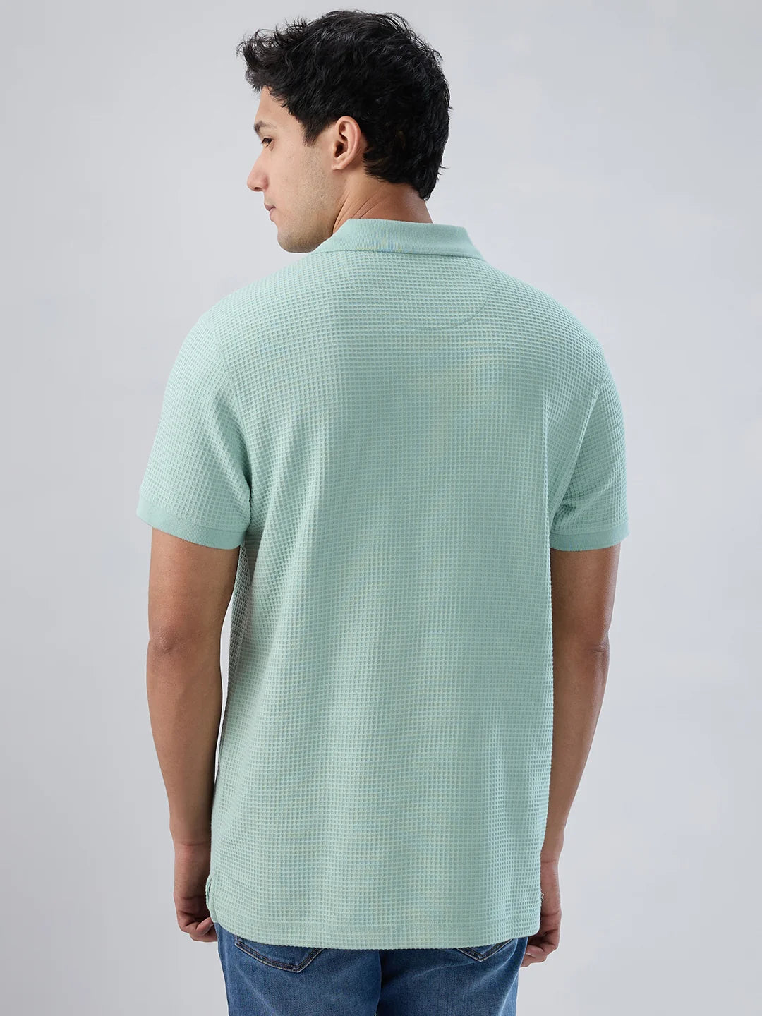 Men T-Shirt Solid Green Regular Fit