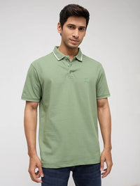 Men T-Shirt Solid Green Regular Fit