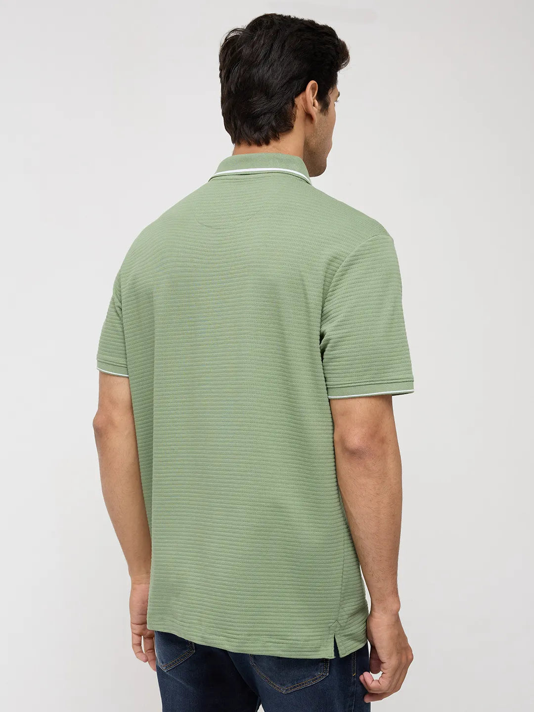 Men T-Shirt Solid Green Regular Fit