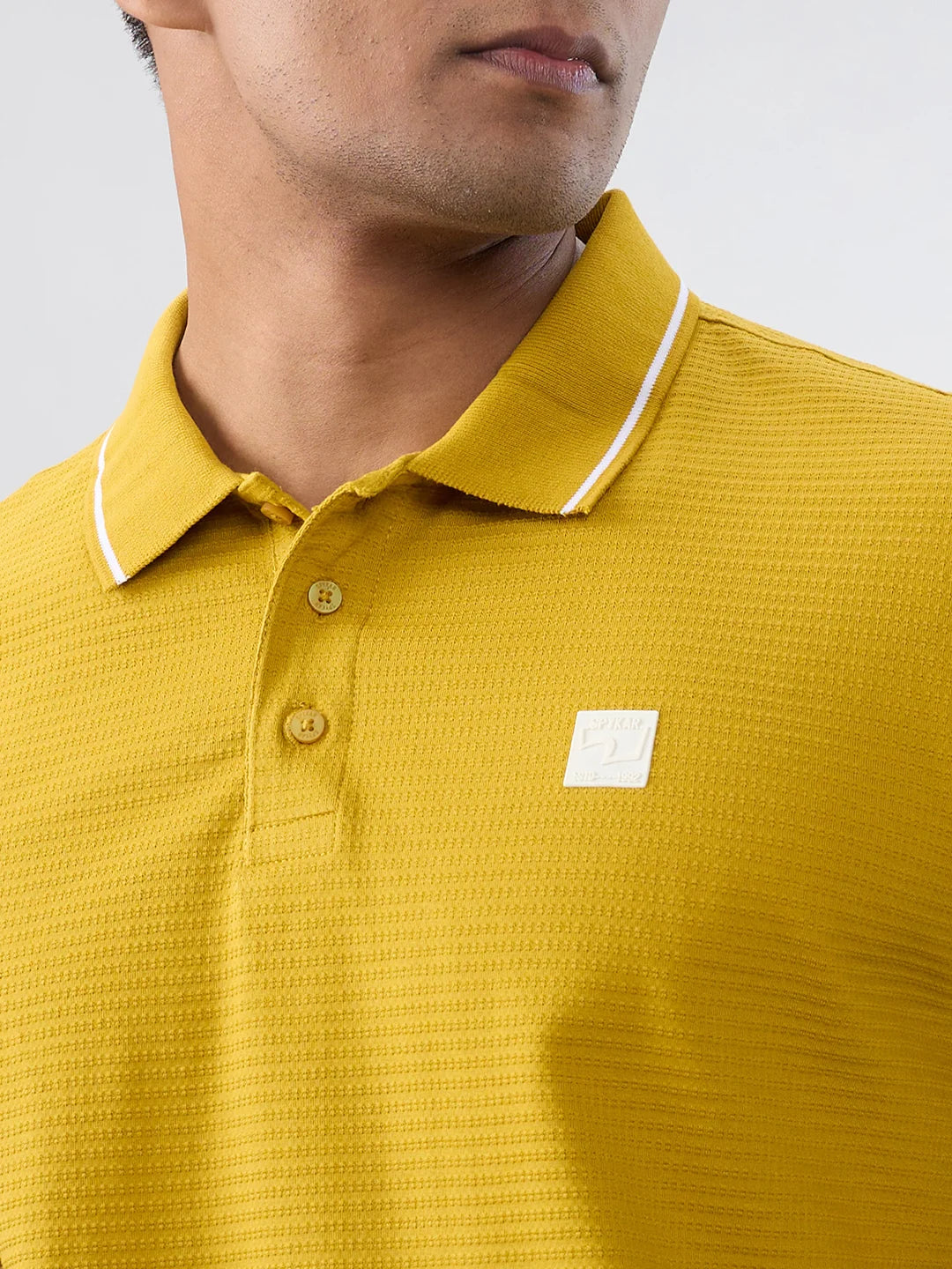 Men T-Shirt Solid Yellow Regular Fit