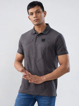 Men T-Shirt Textured Grey Regular Fit