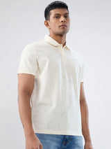 Men T-Shirt Textured White Regular Fit